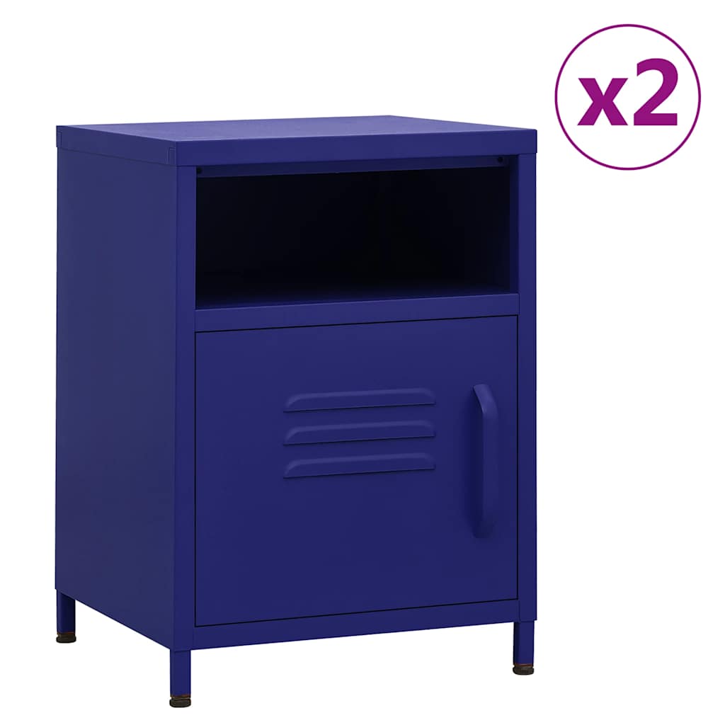 vidaXL Nightstands 2 pcs Navy Blue 35x35x51 cm Steel - 60684