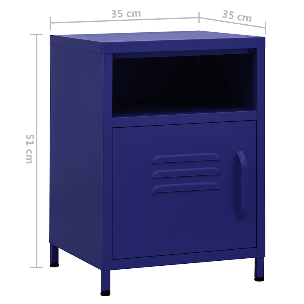 vidaXL Nightstands 2 pcs Navy Blue 35x35x51 cm Steel - 60684