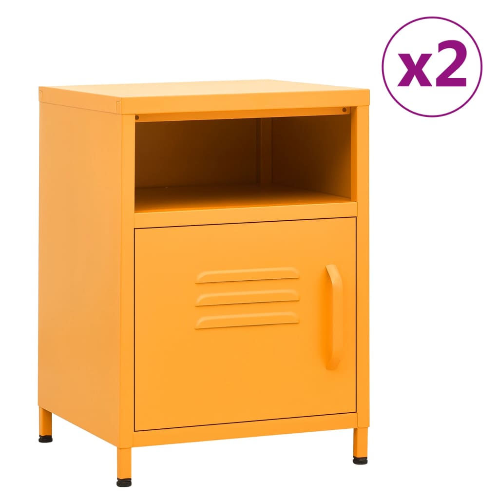 vidaXL Nightstands 2 pcs Mustard Yellow 35x35x51 cm Steel - 60686