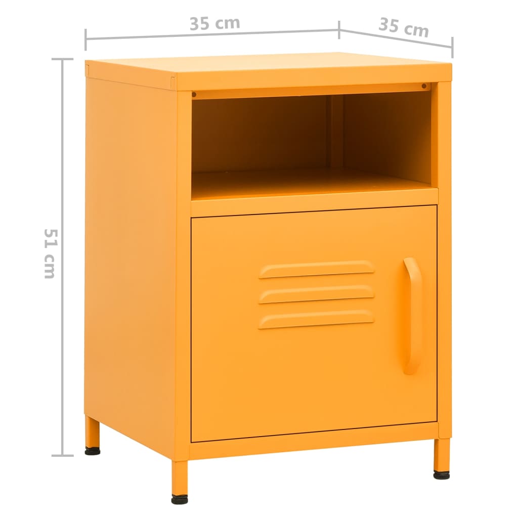 vidaXL Nightstands 2 pcs Mustard Yellow 35x35x51 cm Steel - 60686