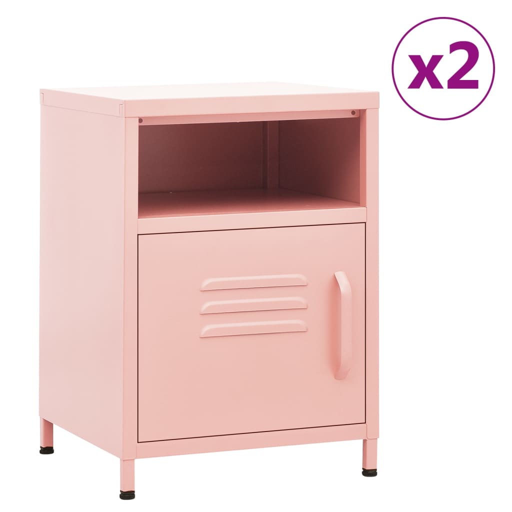 vidaXL Nightstands 2 pcs Pink 35x35x51 cm Steel - 60700
