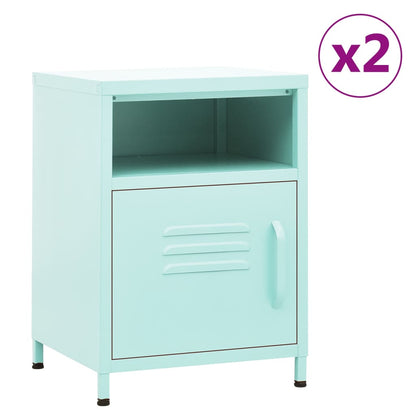 vidaXL Nightstand | Set of 2 | Mint | Steel | Small | Nightstand | Square - Green
