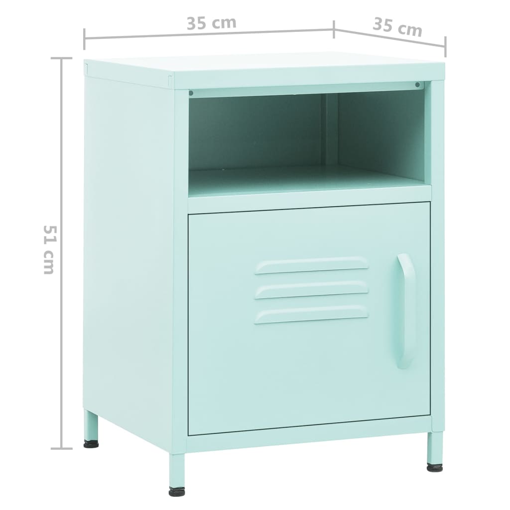 vidaXL Nightstand | Set of 2 | Mint | Steel | Small | Nightstand | Square - Green