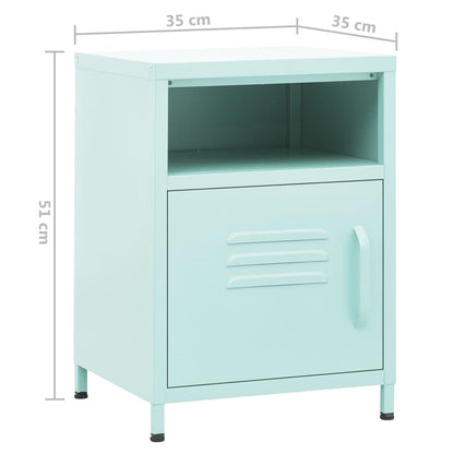 vidaXL Nightstand | Set of 2 | Mint | Steel | Small | Nightstand | Square - Green