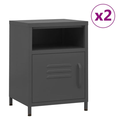 vidaXL Nightstands 2 pcs Anthracite 35x35x51 cm Steel - 60714