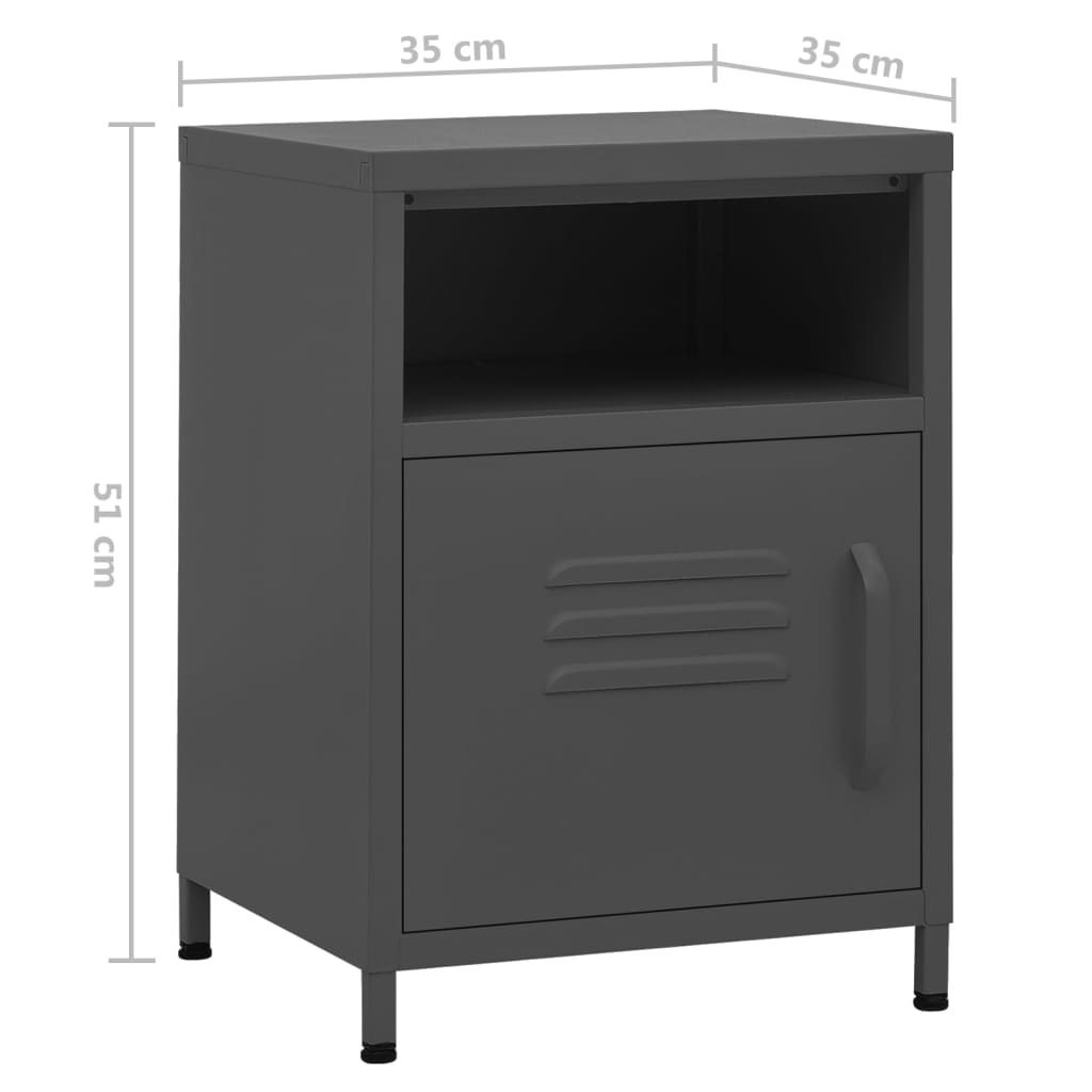 vidaXL Nightstands 2 pcs Anthracite 35x35x51 cm Steel - 60714