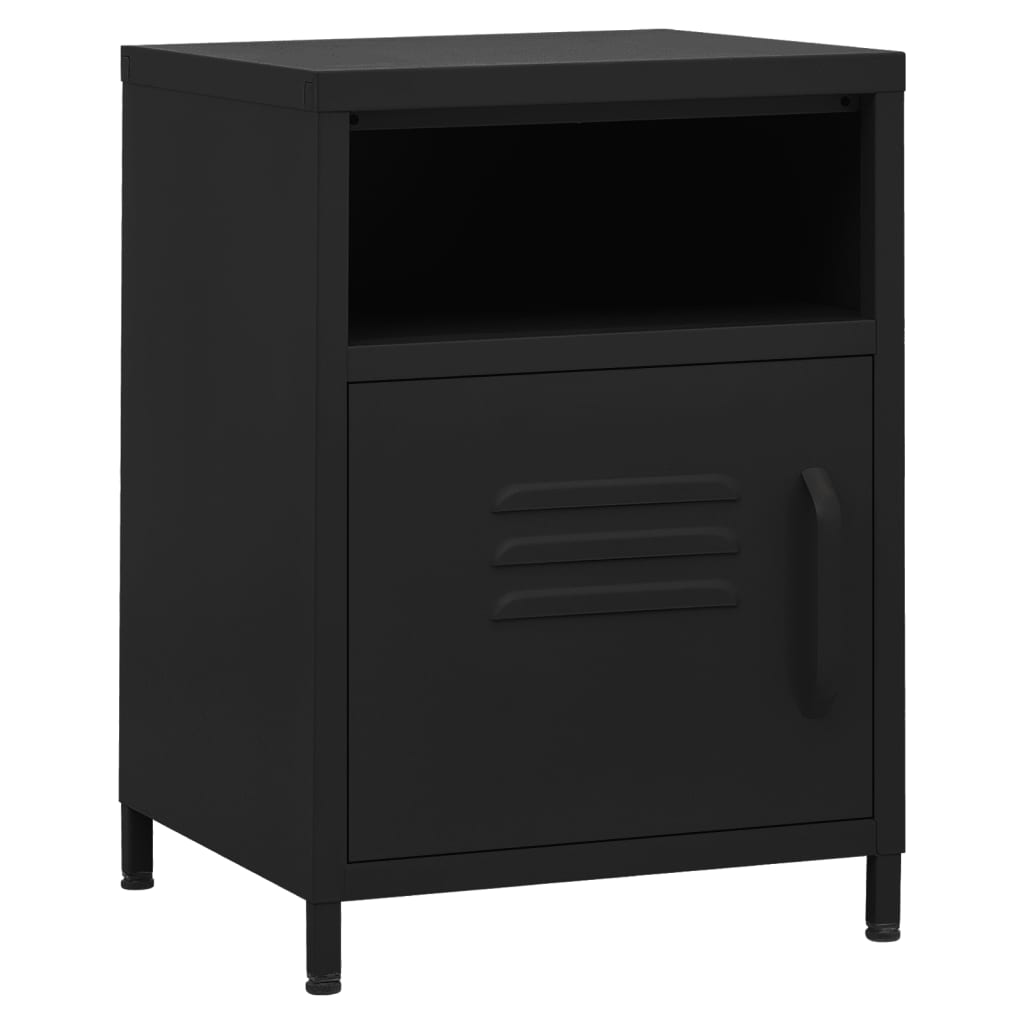 vidaXL Nightstand | Set of 2 | Black | Steel | Nightstand | Square | Modern