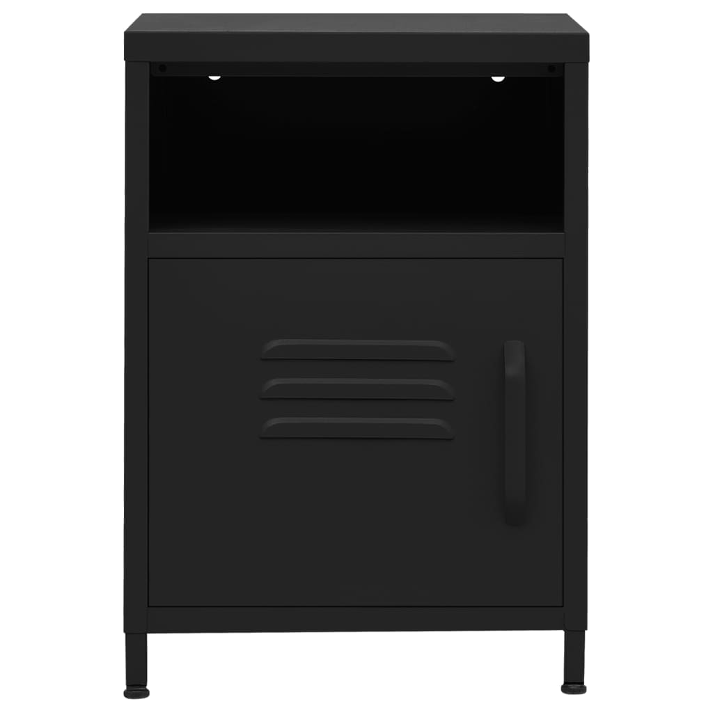 vidaXL Nightstand | Set of 2 | Black | Steel | Nightstand | Square | Modern