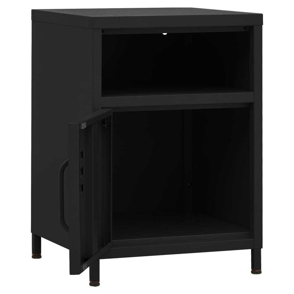 vidaXL Nightstand | Set of 2 | Black | Steel | Nightstand | Square | Modern