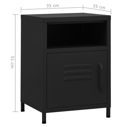 vidaXL Nightstand | Set of 2 | Black | Steel | Nightstand | Square | Modern