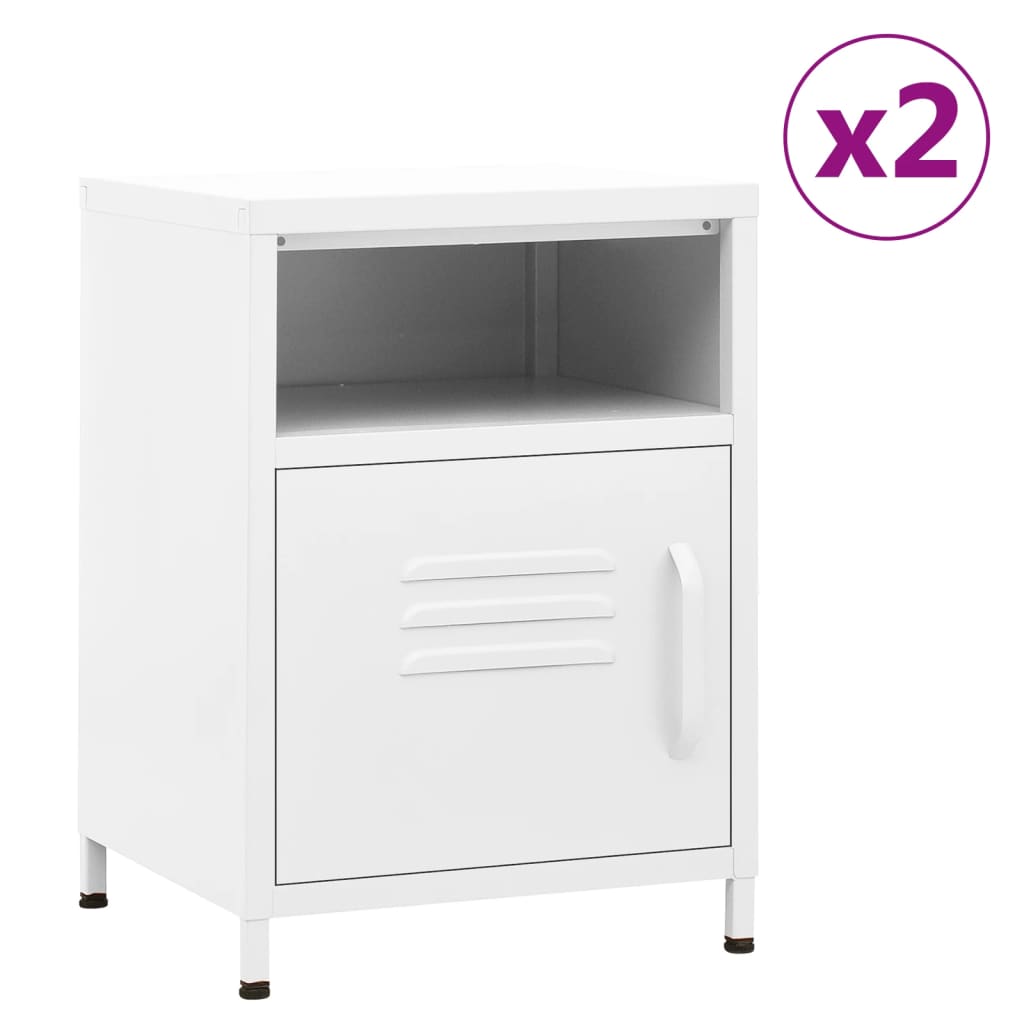 vidaXL Nightstands 2 pcs White 35x35x51 cm Steel - 60728