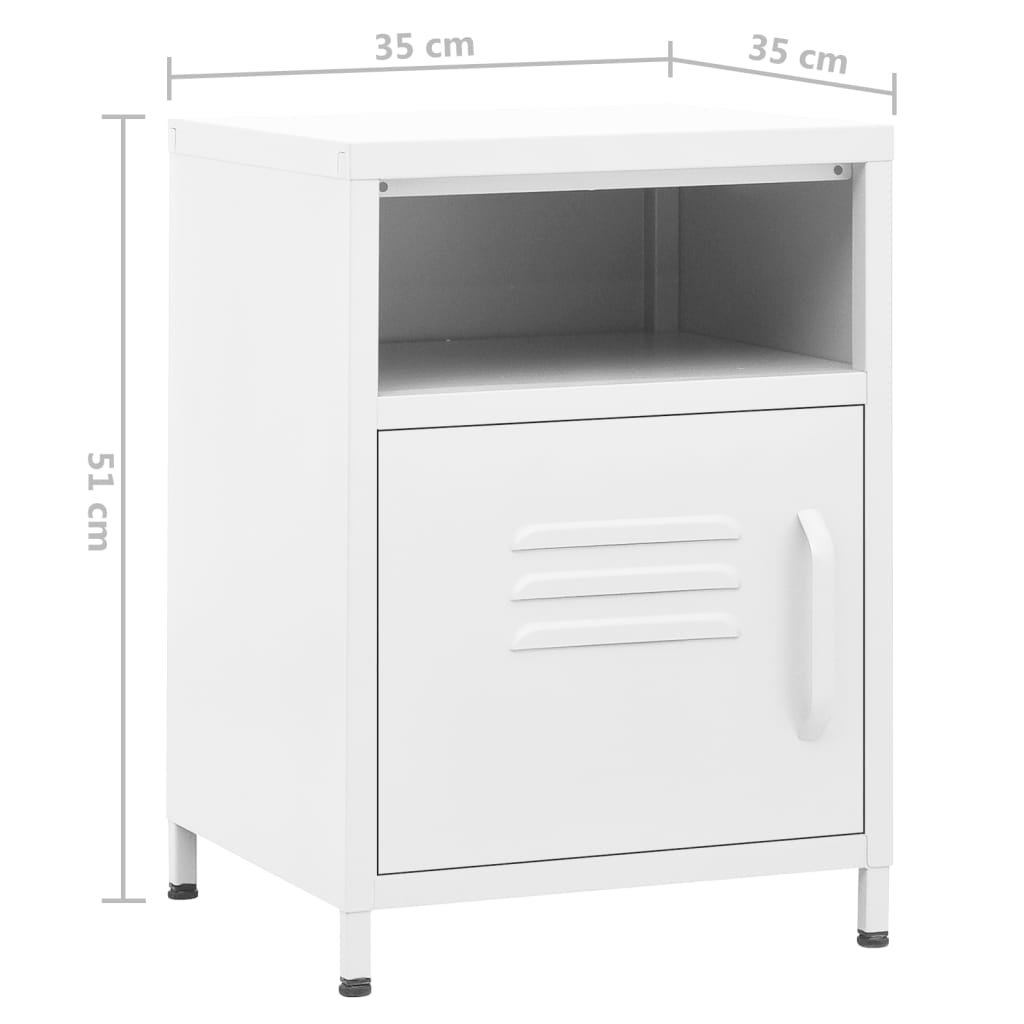vidaXL Nightstands 2 pcs White 35x35x51 cm Steel - 60728