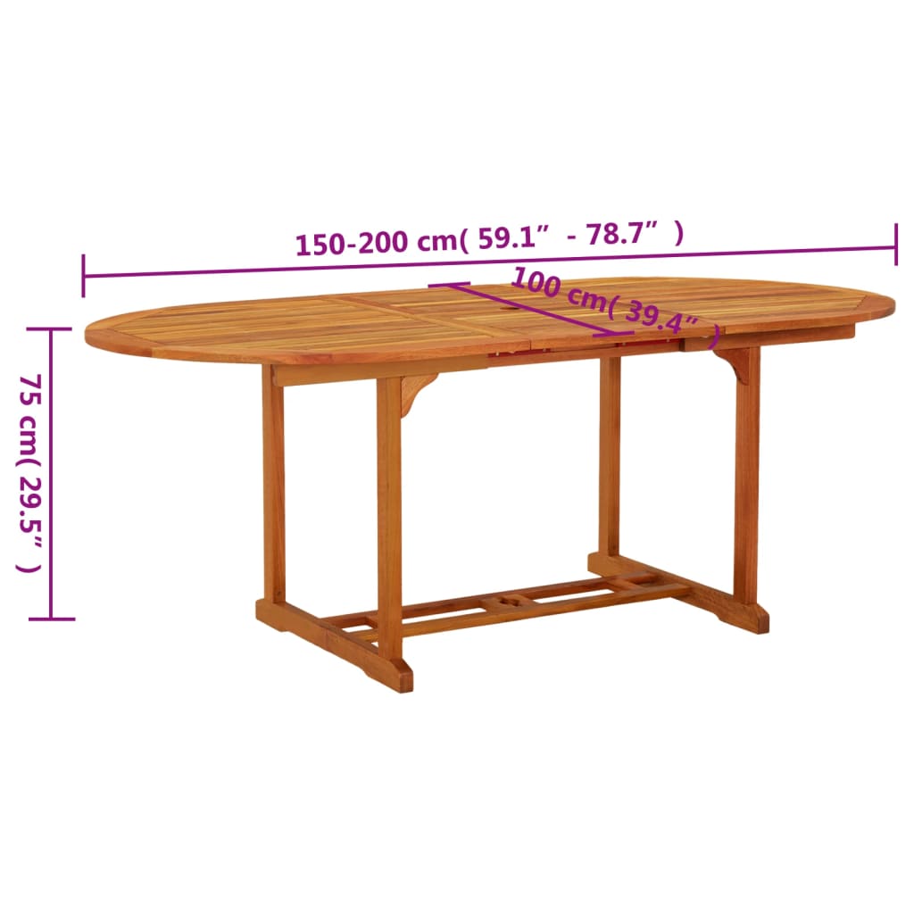 vidaXL Garden Table 200x100x75 cm Solid Wood Eucalyptus - Brown