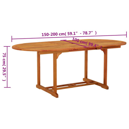 vidaXL Garden Table 200x100x75 cm Solid Wood Eucalyptus - Brown