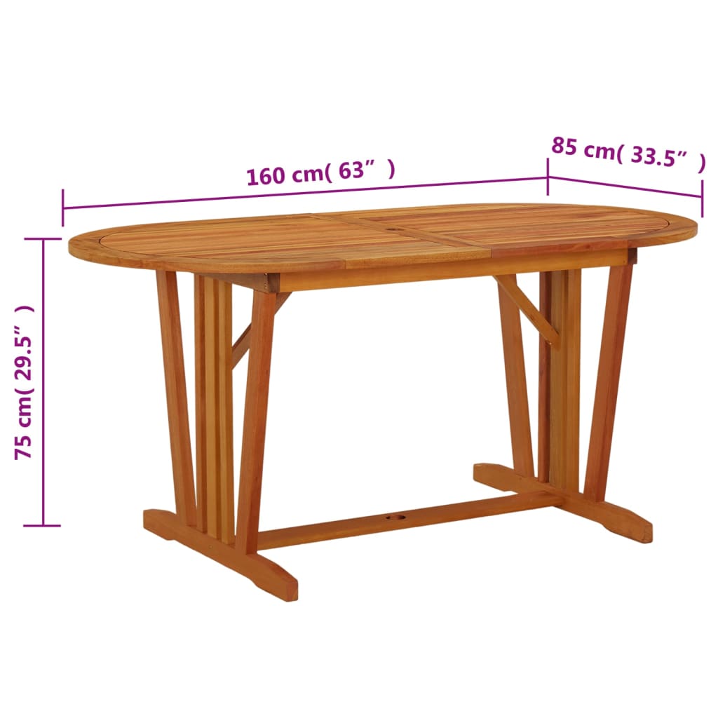 vidaXL Garden Table 160x85x75 cm Solid Wood Eucalyptus - Brown
