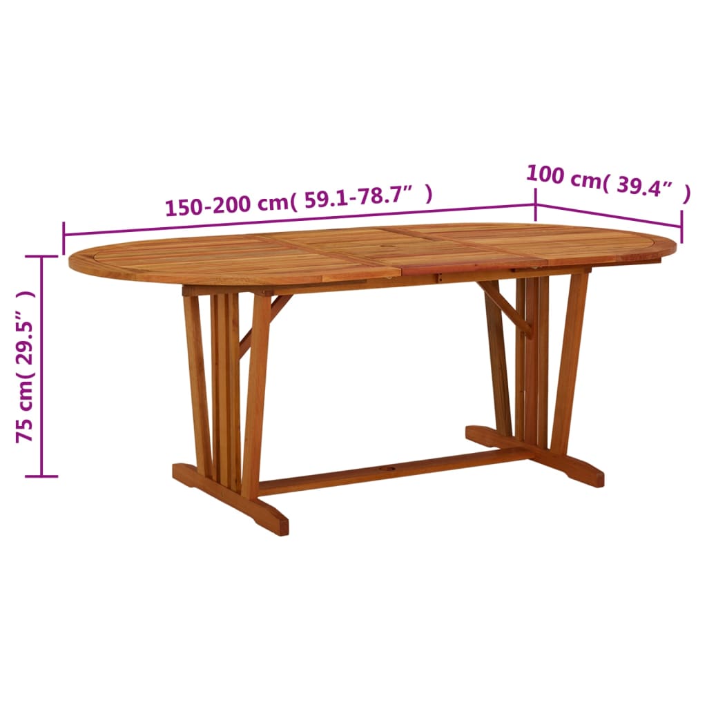 vidaXL Garden Table 200x100x75 cm Solid Wood Eucalyptus - Brown - 23866