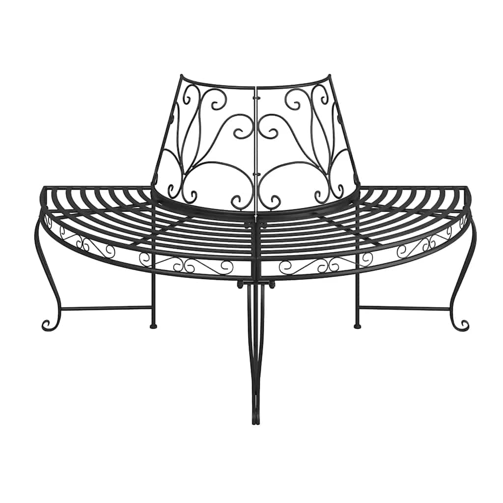 vidaXL Tree Bench | Set of 2 | Black | Steel | Medium | Durable