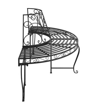 vidaXL Tree Bench | Set of 2 | Black | Steel | Medium | Durable