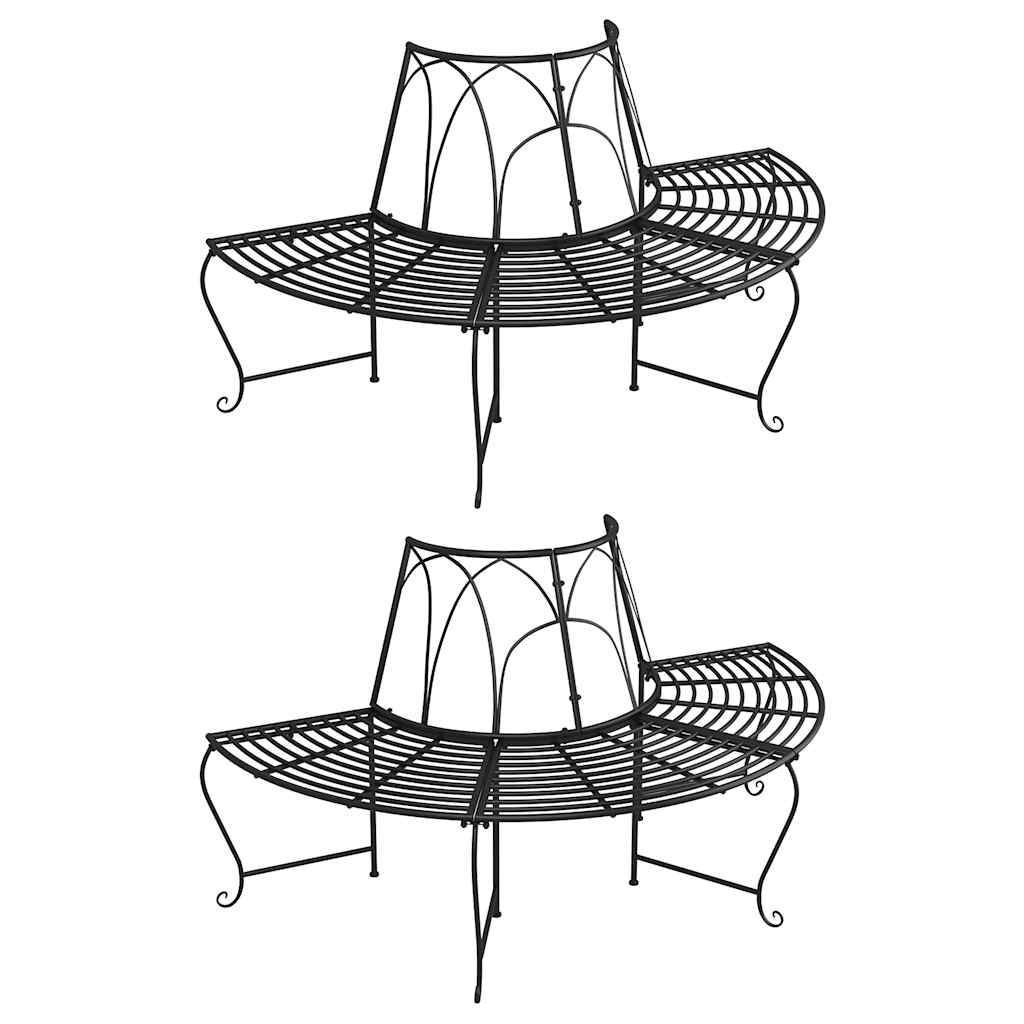 vidaXL Tree Bench | Set of 2 | Black | Steel | Large | Appealing Design