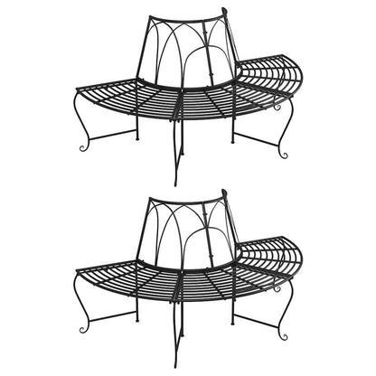 vidaXL Tree Bench | Set of 2 | Black | Steel | Large | Appealing Design