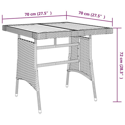vidaXL Garden Table Black 70x70x72 cm Poly Rattan & Solid Acacia Wood