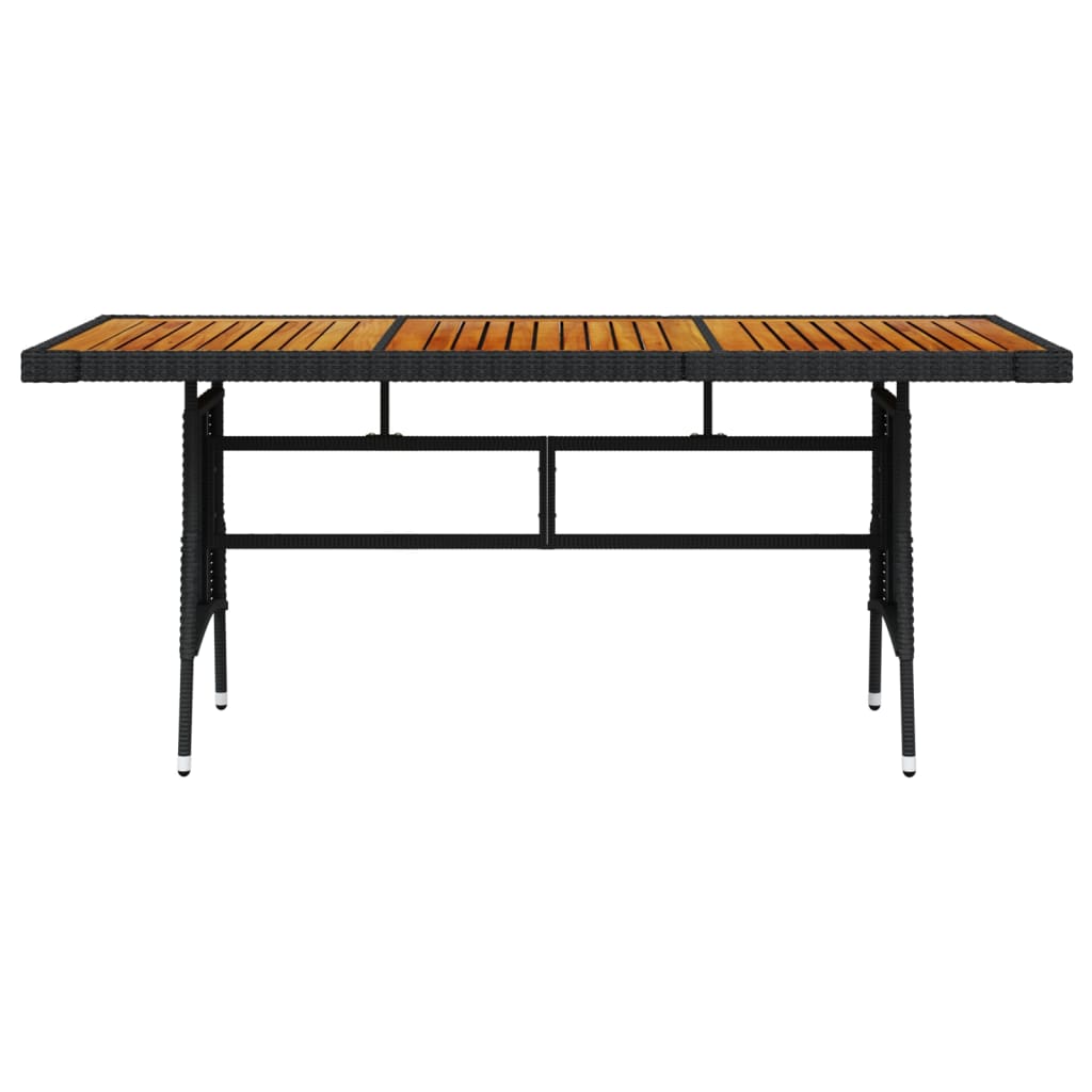 vidaXL Garden Table Black 160x70x72 cm Poly Rattan & Solid Acacia Wood