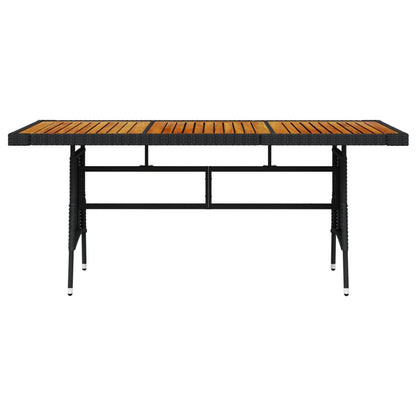 vidaXL Garden Table Black 160x70x72 cm Poly Rattan & Solid Acacia Wood