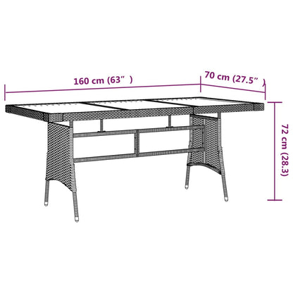 vidaXL Garden Table Black 160x70x72 cm Poly Rattan & Solid Acacia Wood