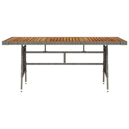 vidaXL Garden Table Grey 160x70x72 cm Poly Rattan & Solid Acacia Wood