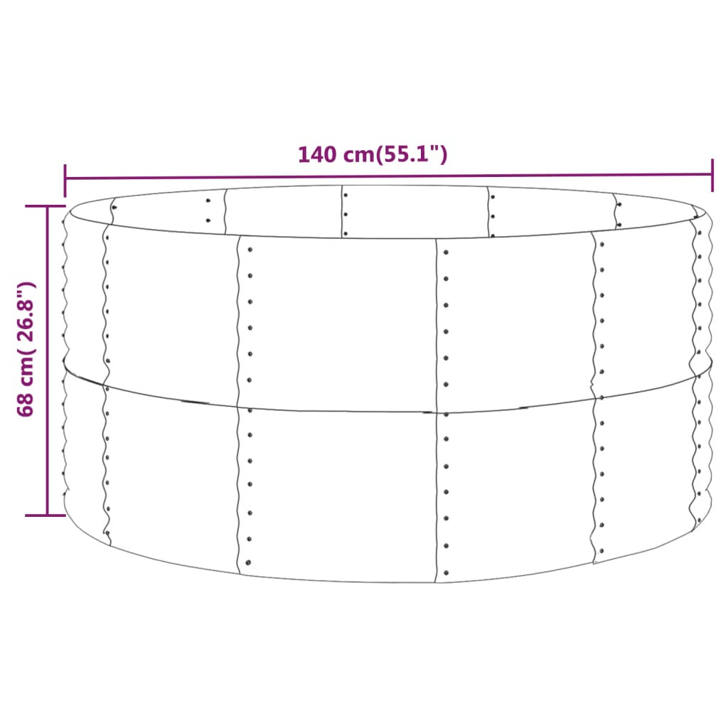 vidaXL Garden Raised Bed Brown 140x140x68 cm Galvanised Steel
