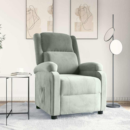 vidaXL Recliner Chair Light Grey Velvet