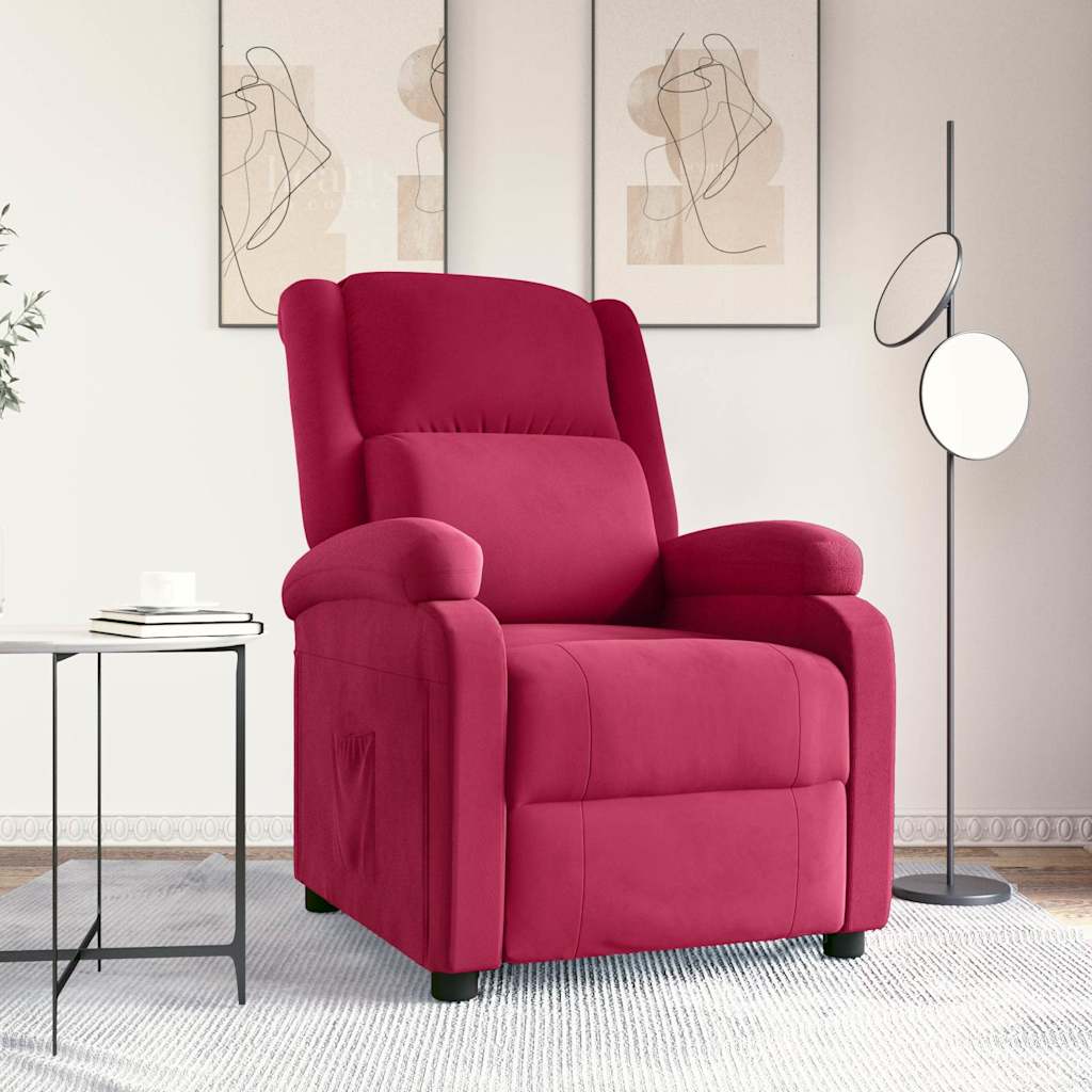 vidaXL Recliner Chair Wine Red Velvet