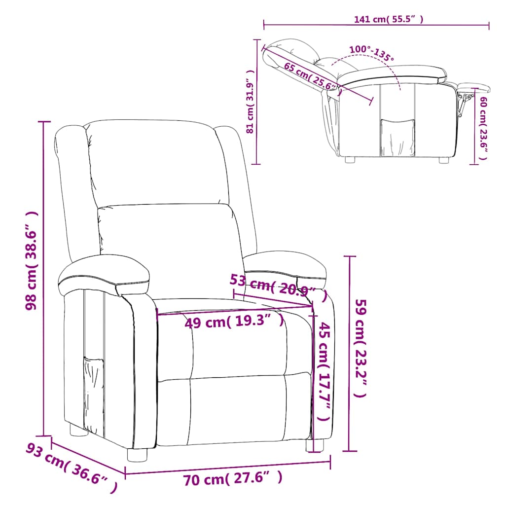 vidaXL Recliner Chair Dark Green Fabric
