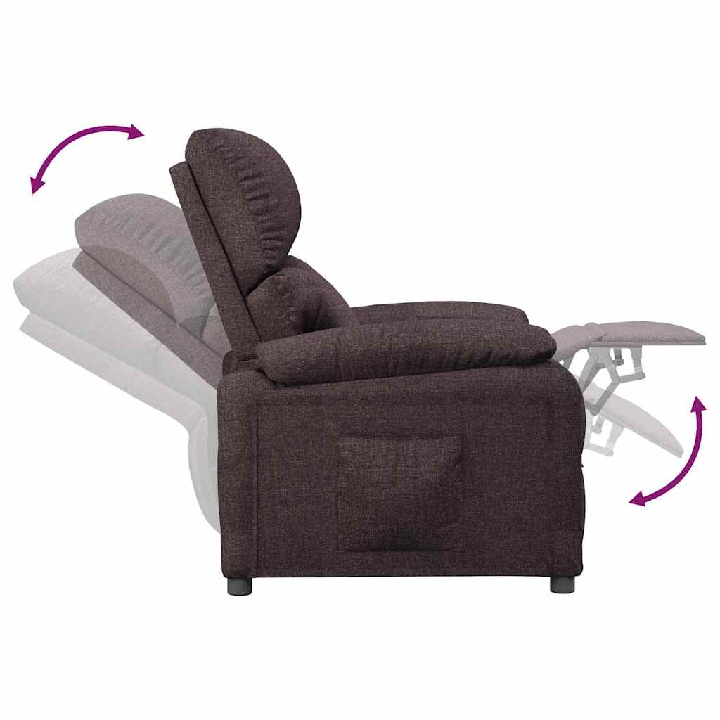 vidaXL Recliner Chair Dark Brown Fabric