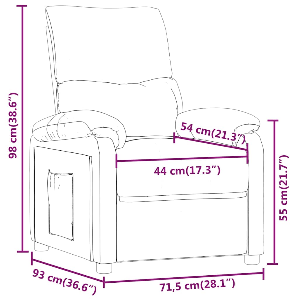 vidaXL Recliner Chair Dark Brown Fabric