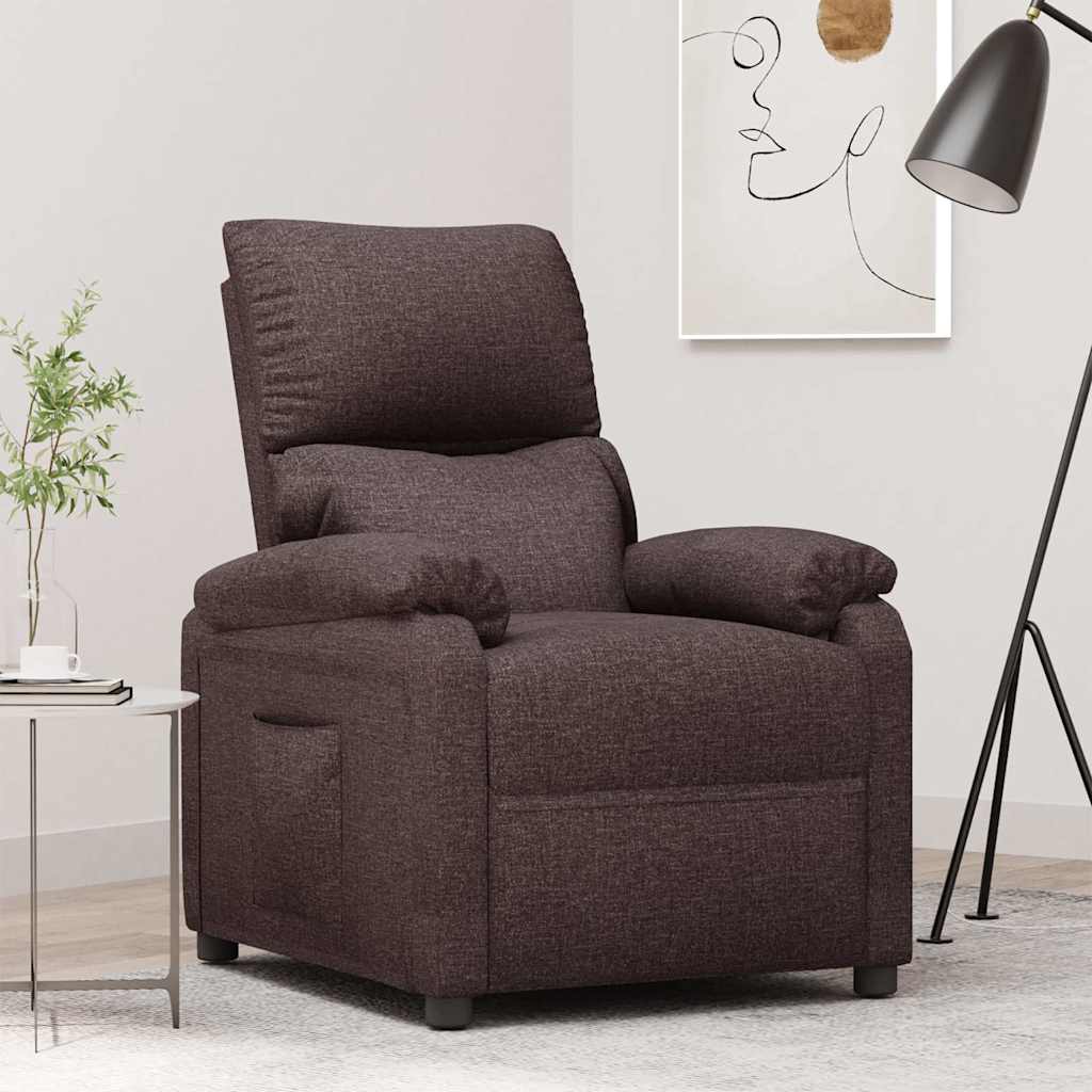 vidaXL Recliner Chair Dark Brown Fabric