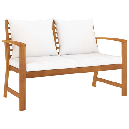 vidaXL Garden Bench 120 cm with Cream Cushion Solid Wood Acacia - Brown