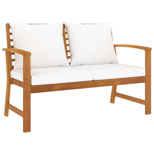 vidaXL Garden Bench 120 cm with Cream Cushion Solid Wood Acacia - Brown