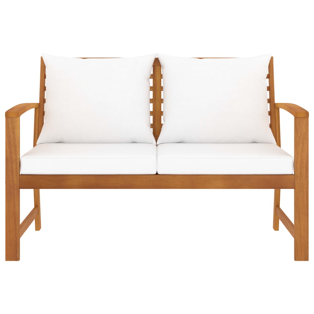 vidaXL Garden Bench 120 cm with Cream Cushion Solid Wood Acacia - Brown