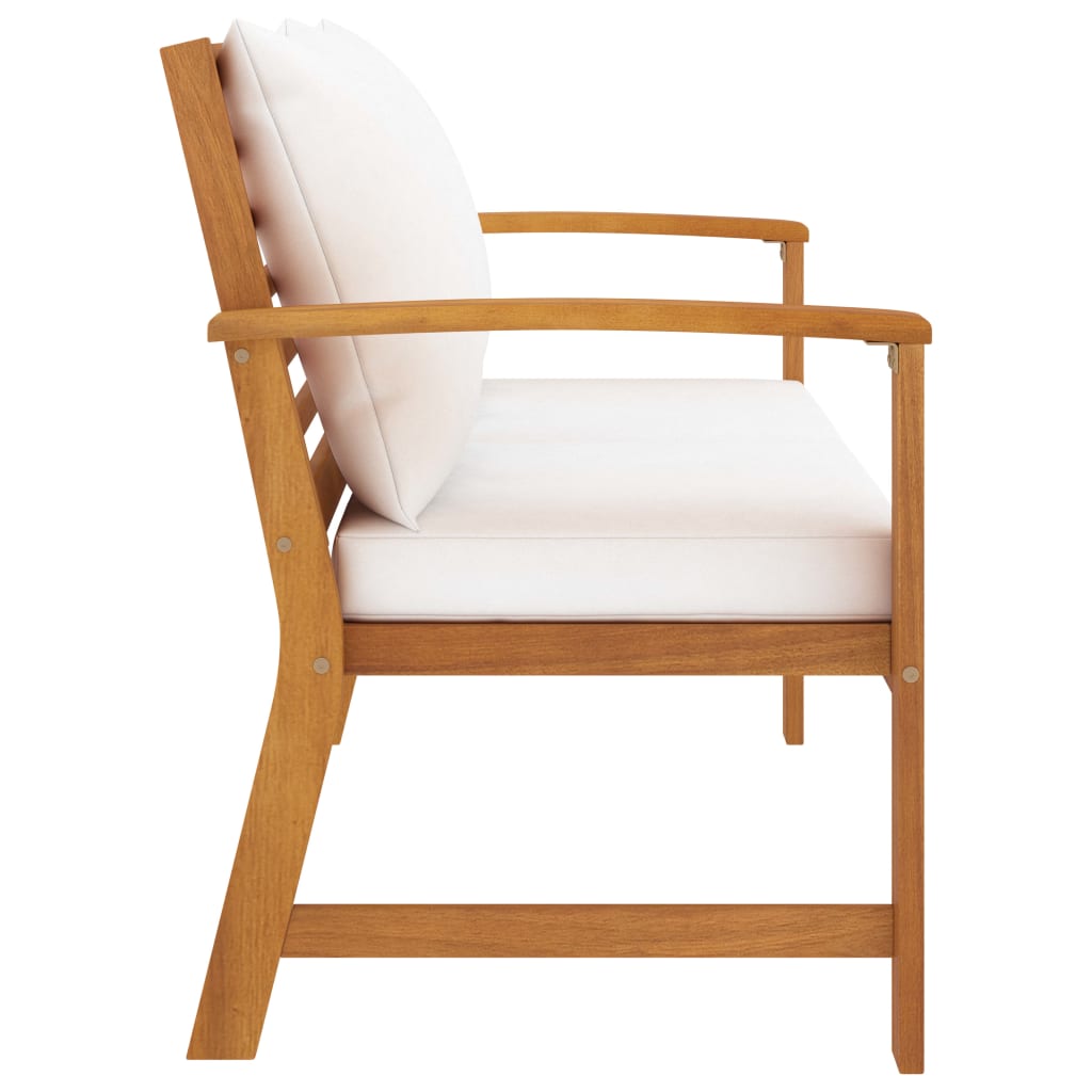 vidaXL Garden Bench 120 cm with Cream Cushion Solid Wood Acacia - Brown