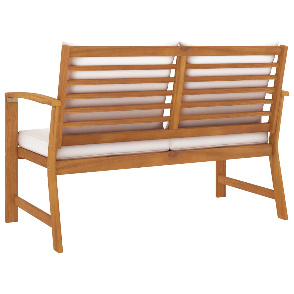 vidaXL Garden Bench 120 cm with Cream Cushion Solid Wood Acacia - Brown