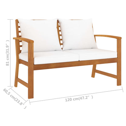 vidaXL Garden Bench 120 cm with Cream Cushion Solid Wood Acacia - Brown