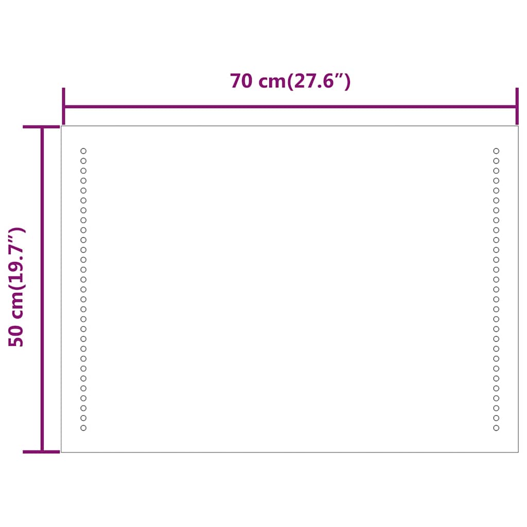 vidaXL LED Bathroom Mirror 70x50 cm - Transpart - 70 x 0.4 x 50 cm