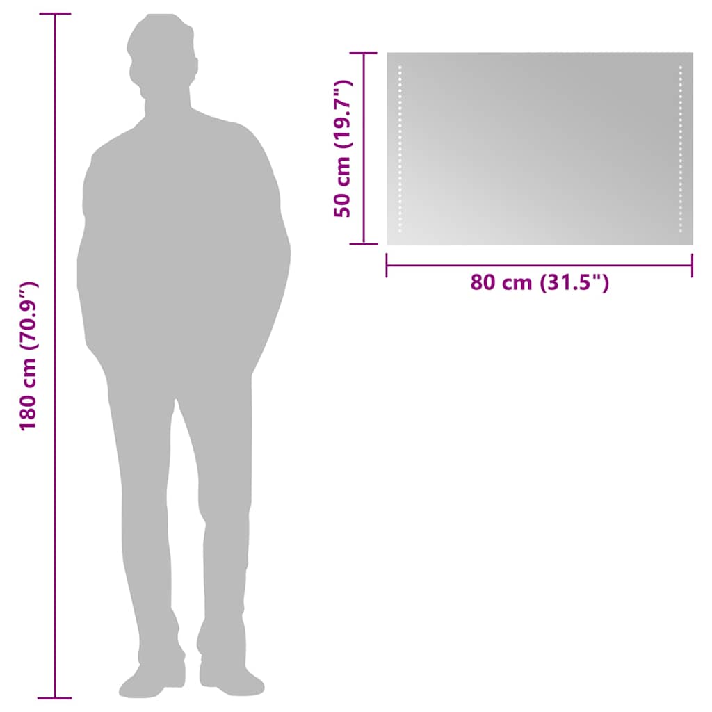 vidaXL LED Bathroom Mirror 80x50 cm - Transpart - 80 x 0.4 x 50 cm