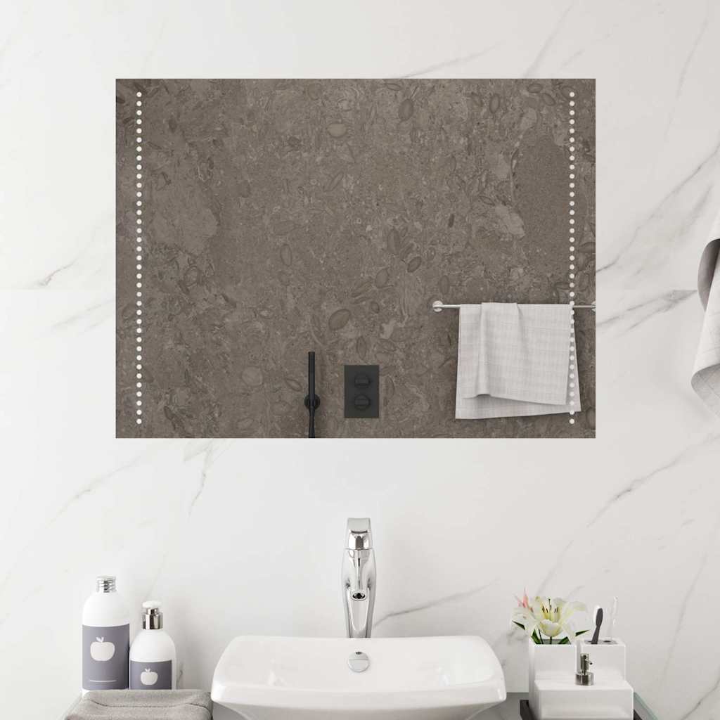 vidaXL LED Bathroom Mirror 80x60 cm - Transpart - 80 x 0.4 x 60 cm