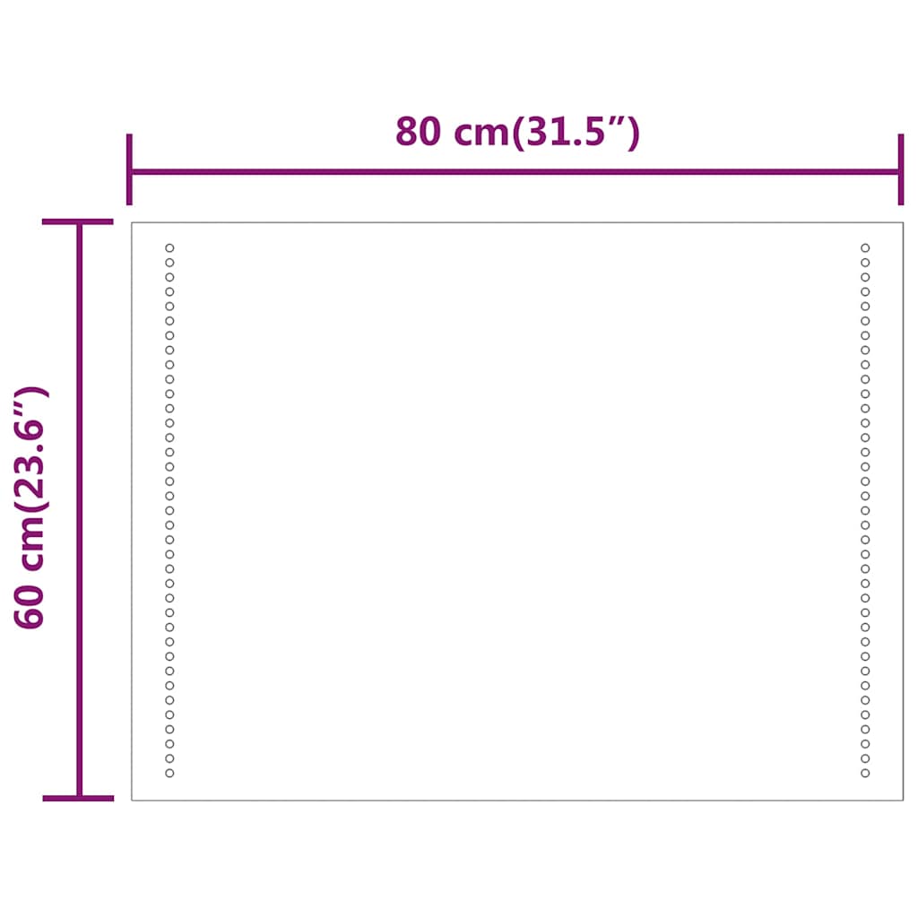 vidaXL LED Bathroom Mirror 80x60 cm - Transpart - 80 x 0.4 x 60 cm
