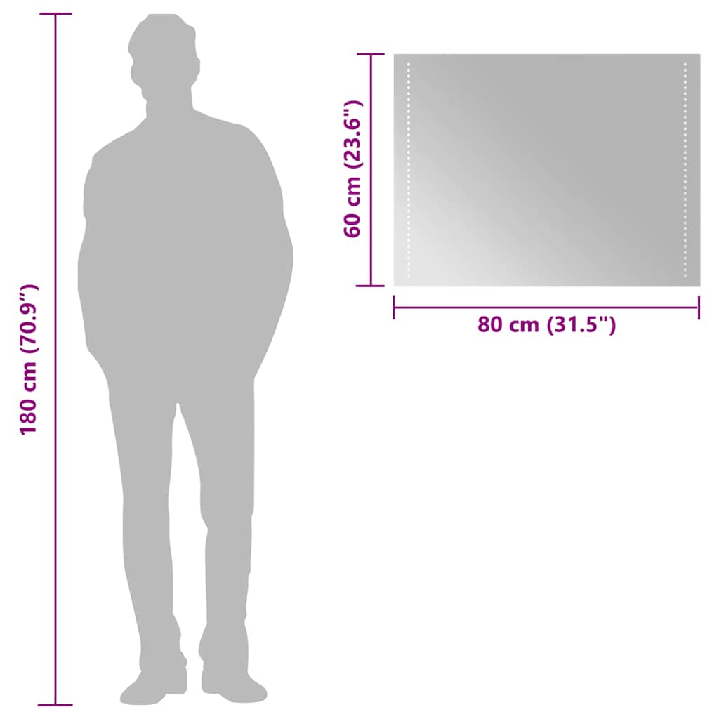 vidaXL LED Bathroom Mirror 80x60 cm - Transpart - 80 x 0.4 x 60 cm