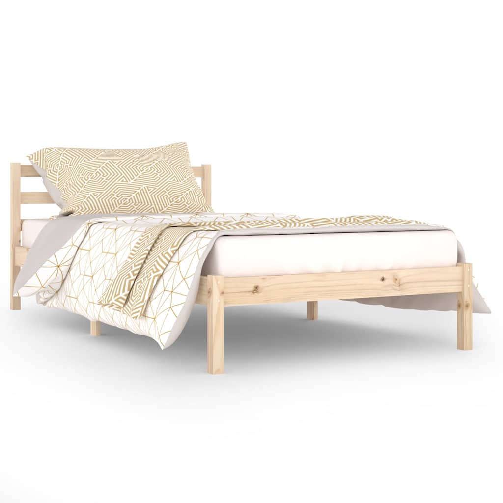 vidaXL Bed Frame without Mattress Solid Wood Pine 100x200cm - Brown - 205.5 x 105.5 x 69.5 cm