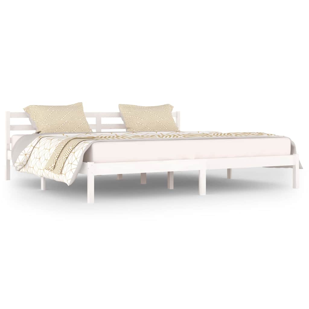 vidaXL Bed Frame without Mattress Solid Wood Pine 200x200cm White - 205.5 x 205.5 x 69.5 cm