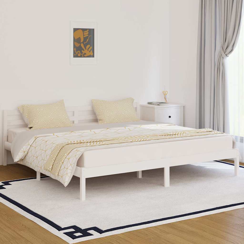 vidaXL Bed Frame without Mattress Solid Wood Pine 200x200cm White - 205.5 x 205.5 x 69.5 cm